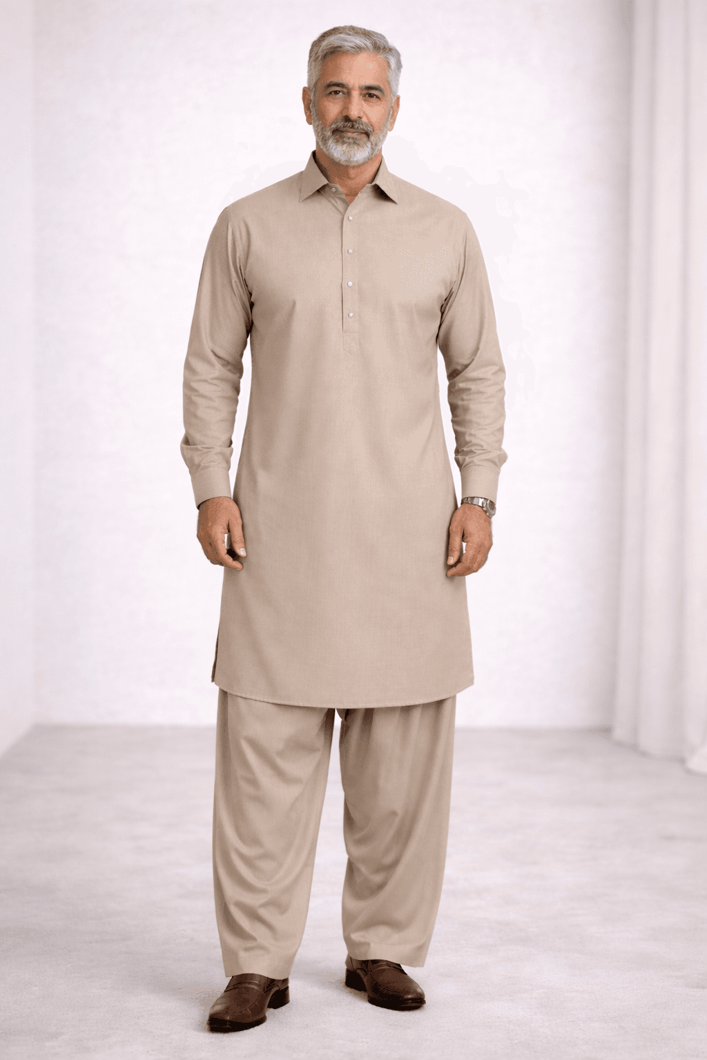 Calm confidence in a beige salwar kameez 11