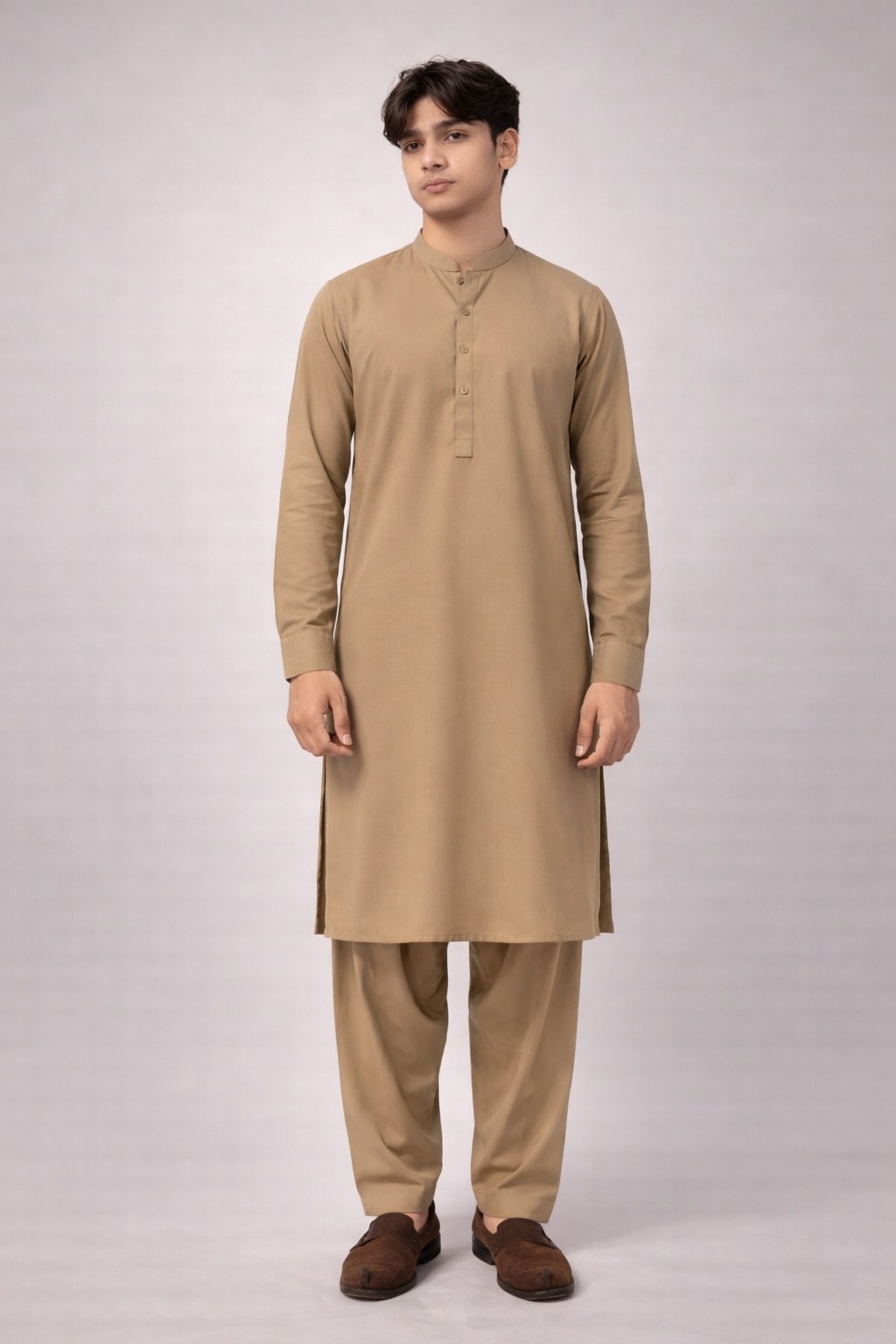 COFFEE BROWN SEMI-FORMAL KAMEEZ SHALWAR