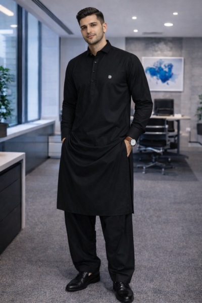 BLACK FORMAL KURTA PAJAMA