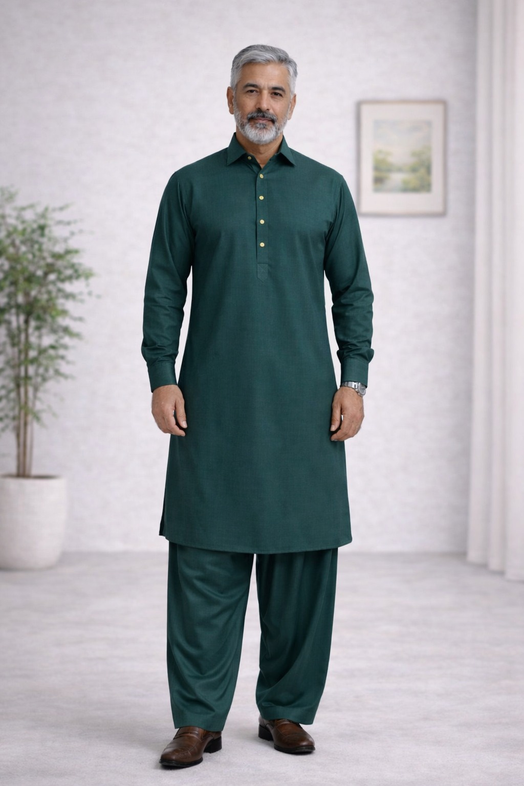 ROYAL DEEP SEA GREEN KAMEEZ SHALWAR - Image 2