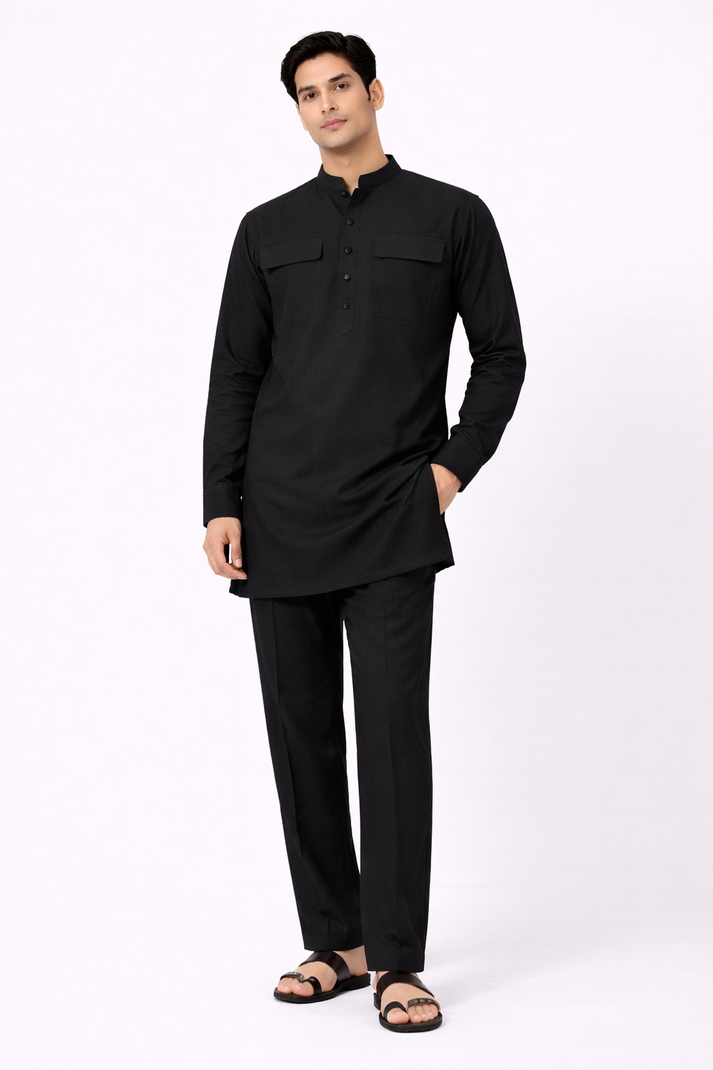 BLACK PREMIUM SHORT KURTA PAJAMA - Image 2