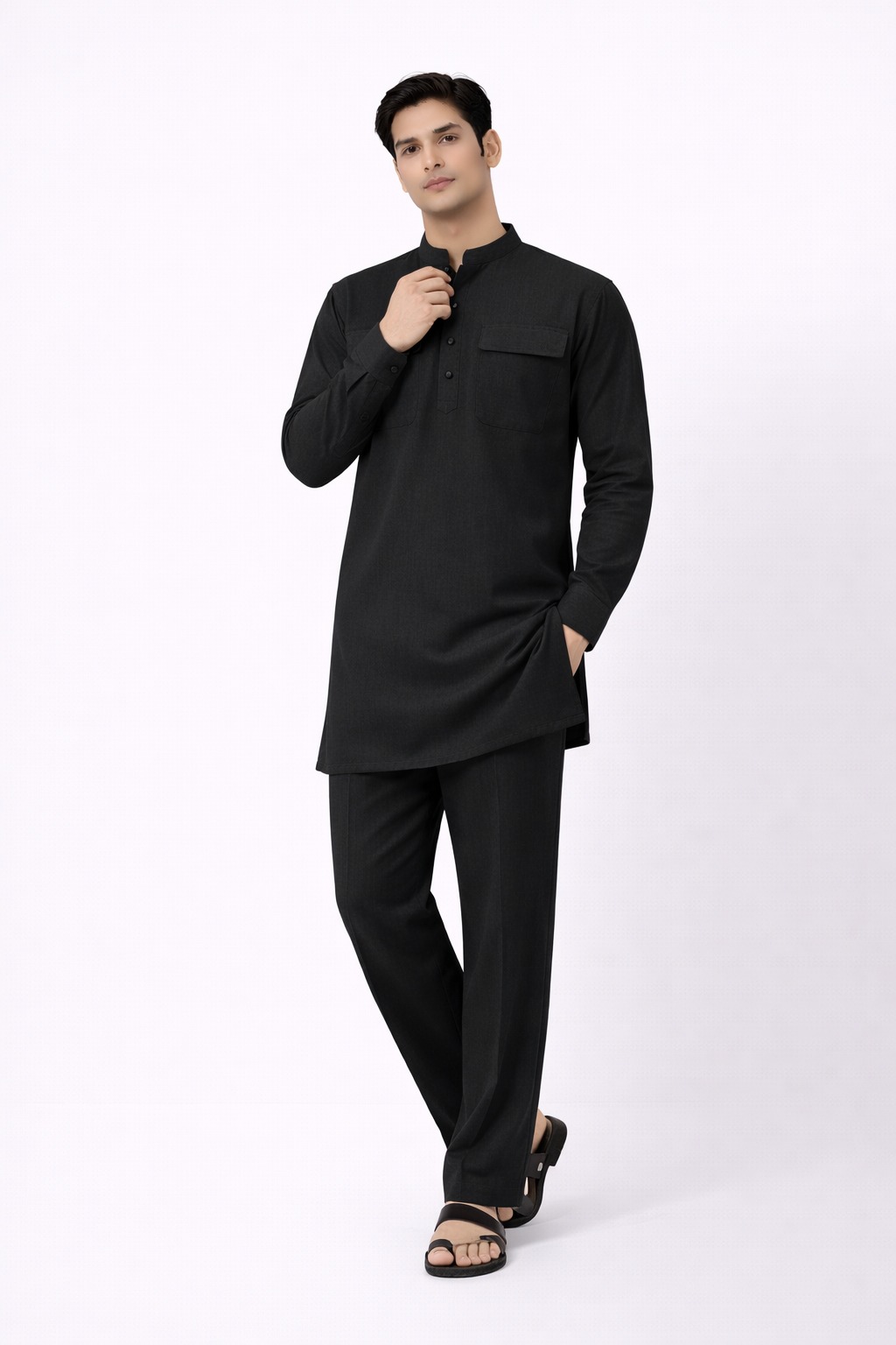 BLACK PREMIUM SHORT KURTA PAJAMA - Image 3