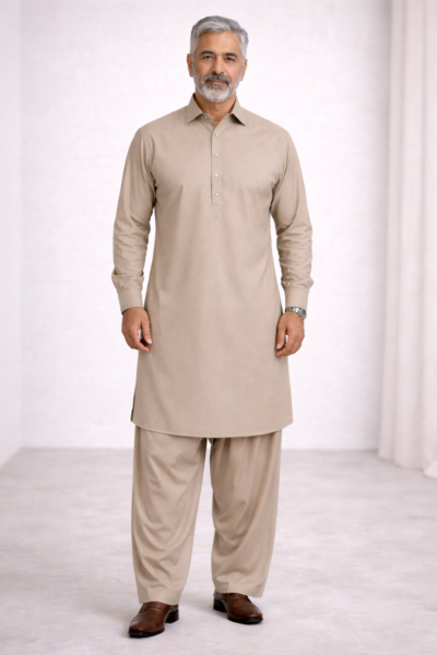 CLASSIC SAND BEIGE KAMEEZ SHALWAR