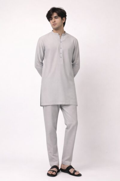 CLASSIC STONE GREY SHORT KURTA PAJAMA