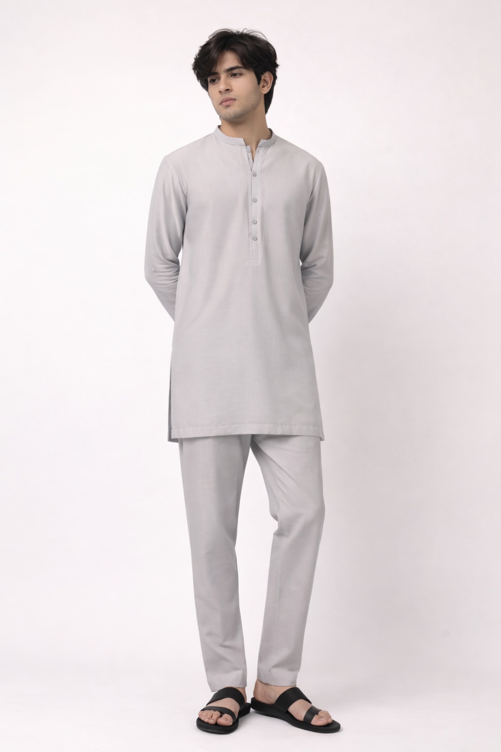 CLASSIC STONE GREY SHORT KURTA PAJAMA