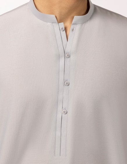 CLASSIC STONE GREY SHORT KURTA PAJAMA - Image 3